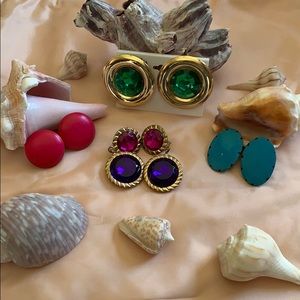 Vintage, large, button-style earrings. (Clip-on)